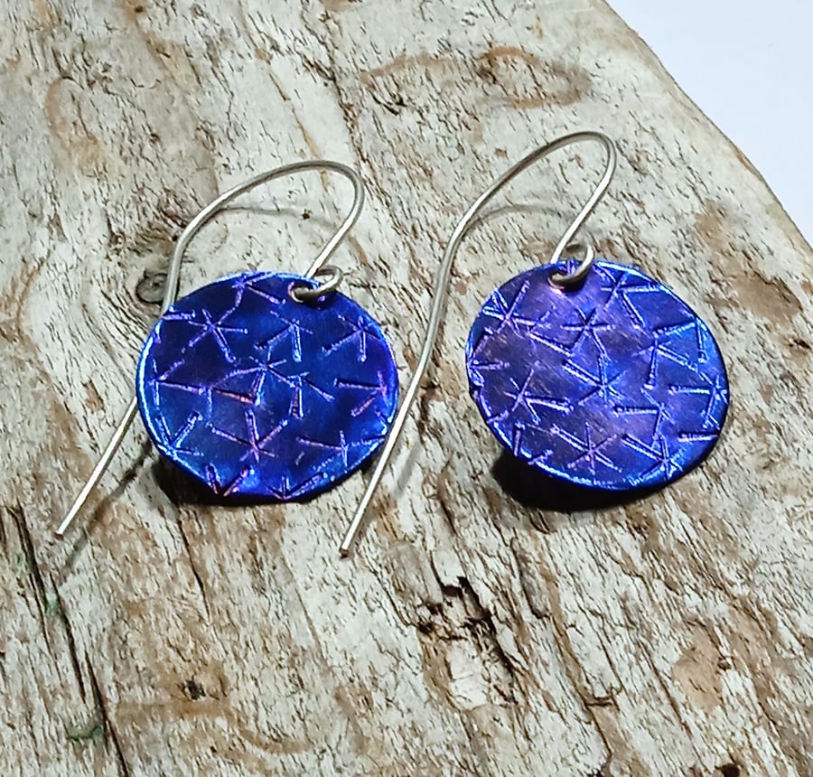 Starry Night Coloured Titanium Disc Earrings - UK Free Post