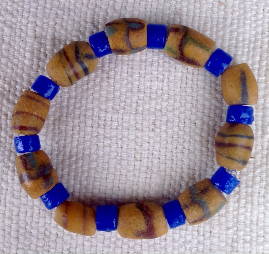 African sand glass bead bracelet,