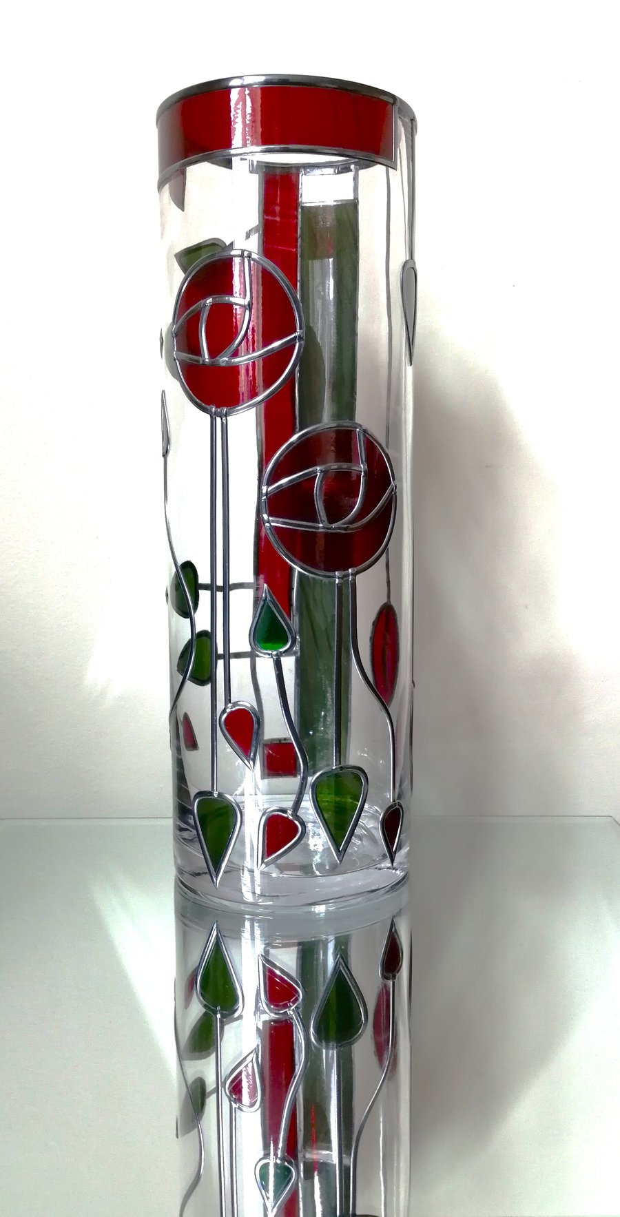 Ruby Red Mackintosh with Sage Green flower Vase