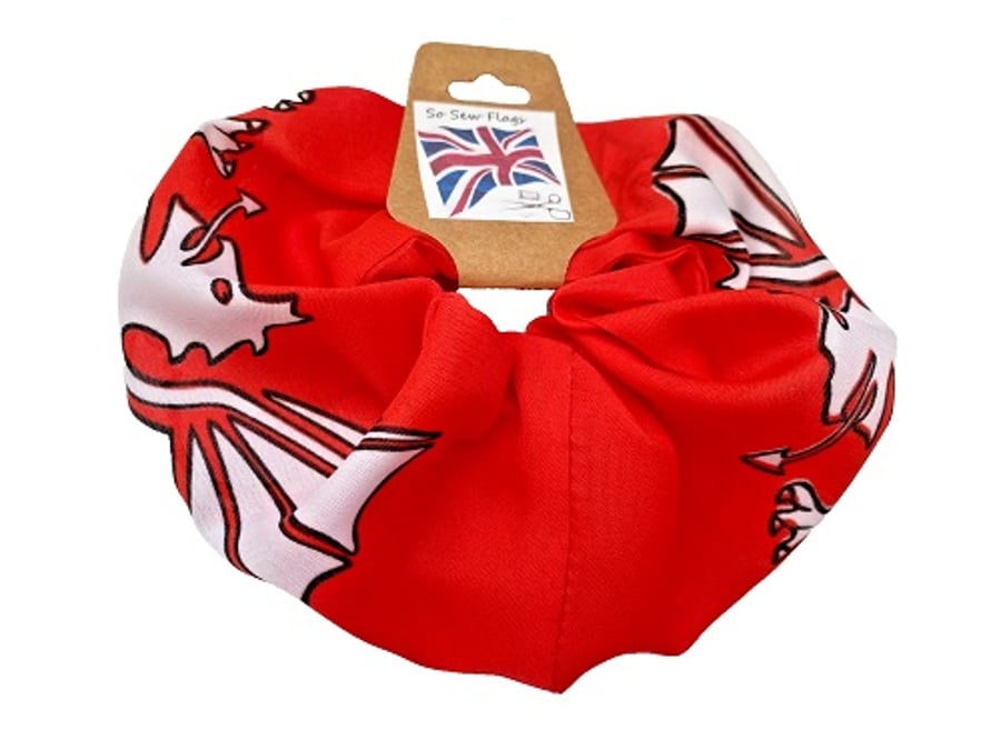 English White Dragon Flag Hair Scrunchie Scrunchies Accessory Band Elastic