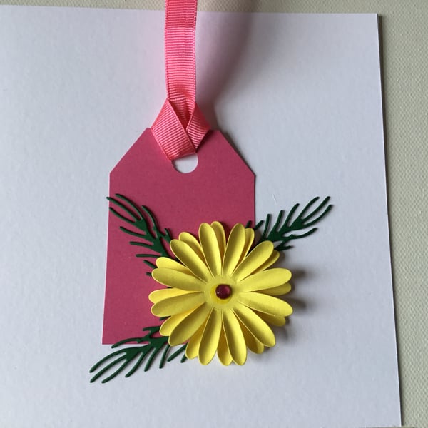 Handmade card for any occasion. Handmade flower. Any occasion card. 23029