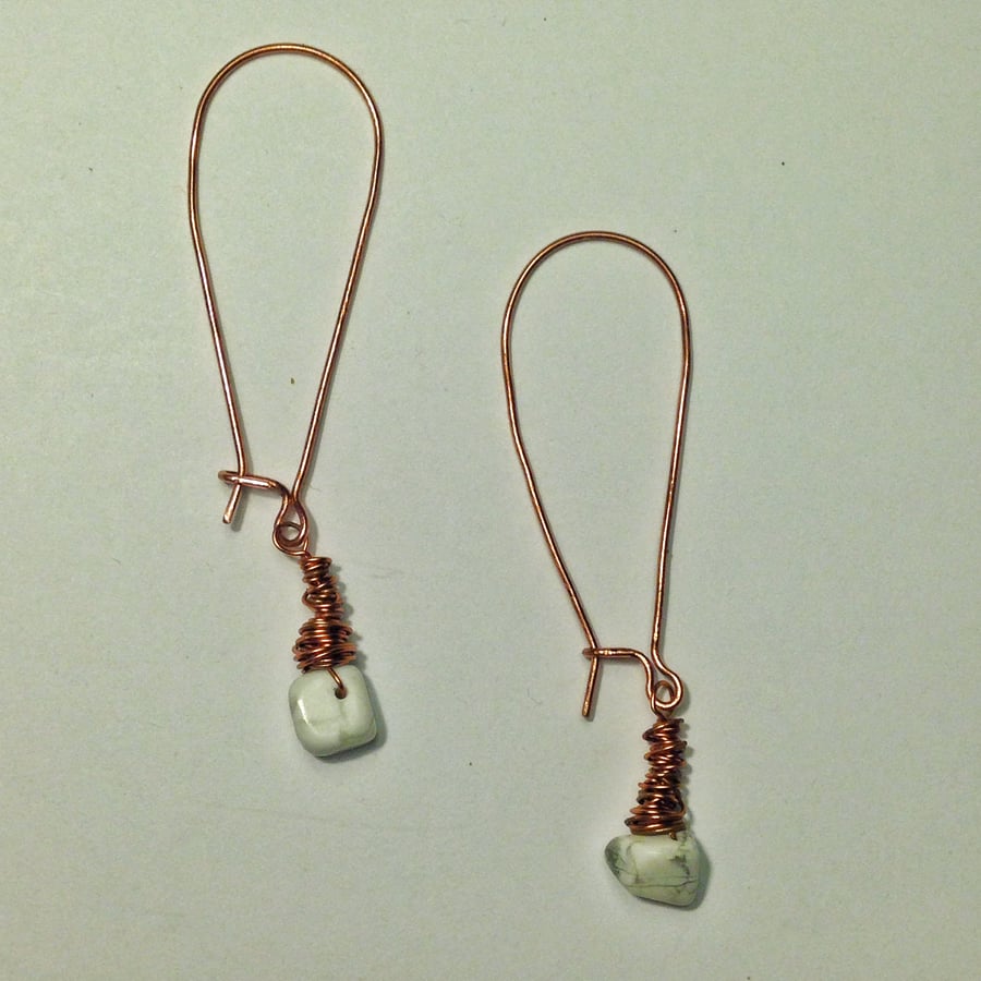 Earrings howlite and copper 