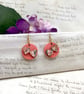 Pale pink heart washi paper blossom wooden earrings - Image 8