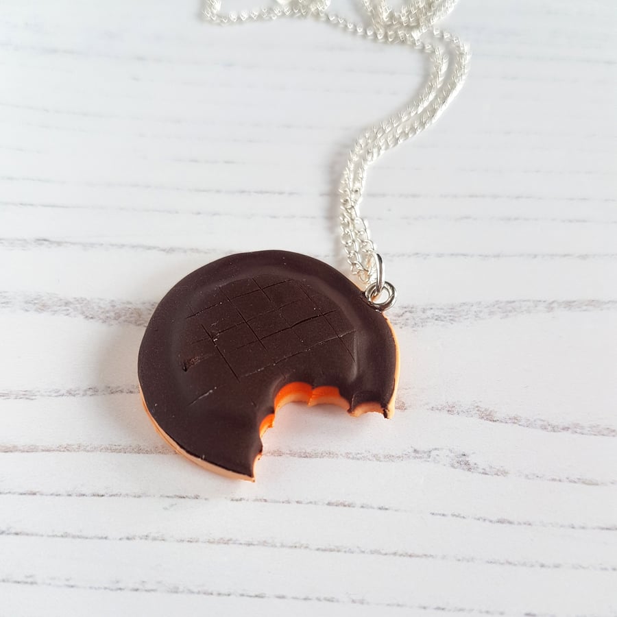Jaffa Cake Keyring OR necklace, Quirky, fun, handmade