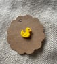 Polymer clay yellow duck pin badge - Image 2