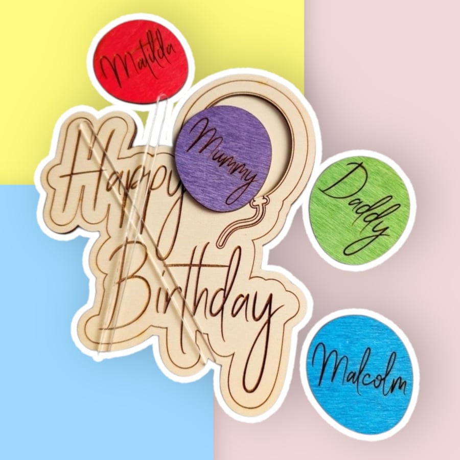 Reusable Cake Topper For The Whole Family Primary Colours