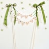 Custom Just Married Wedding Cake Toppers - Handmade Embroidered Bunting Pennant 