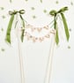 Custom Just Married Wedding Cake Toppers - Handmade Embroidered Bunting Pennant 