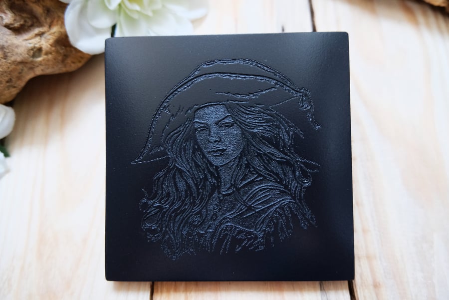 Engraved Coaster - Pirate Girl -Table Decor