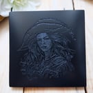 Engraved Coaster - Pirate Girl -Table Decor