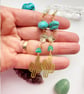 Cactus Earrings, Crystal gold earrings, urquoise, Prehnite, Amazonite Earrings, - Image 6