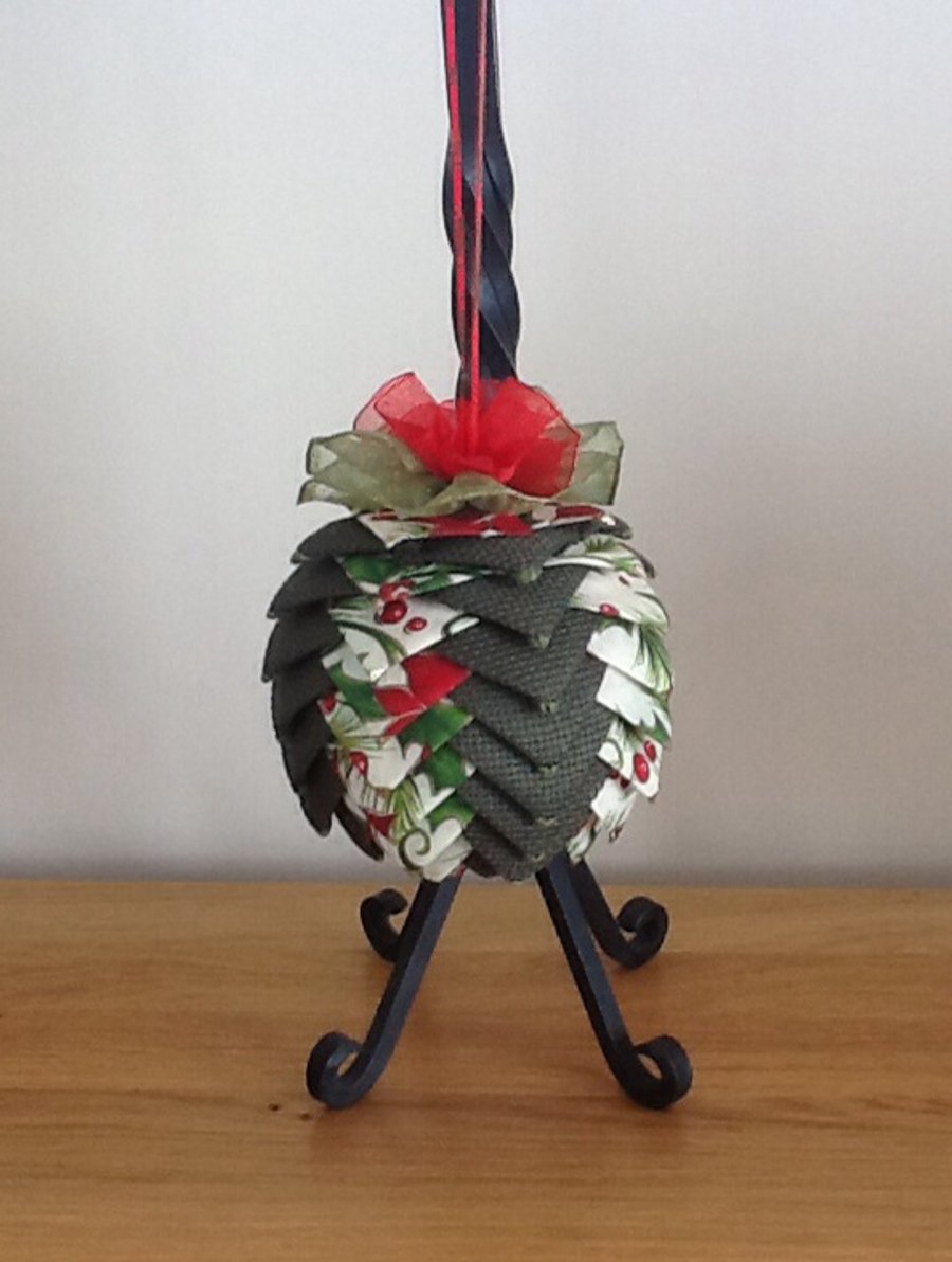 Christmas Hanging Decoration In Festive Ribbon