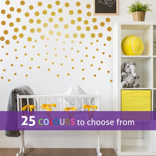 60  2 inch, 60  1 inch POLKA DOTS gold matt metallic spots wall stickers decals