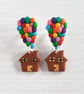 Rainbow Balloon and house dangle stud earrings - Image 2