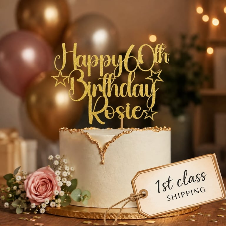 Personalised Happy Birthday Cake Topper Custom Cake Decoration with Any Name Age