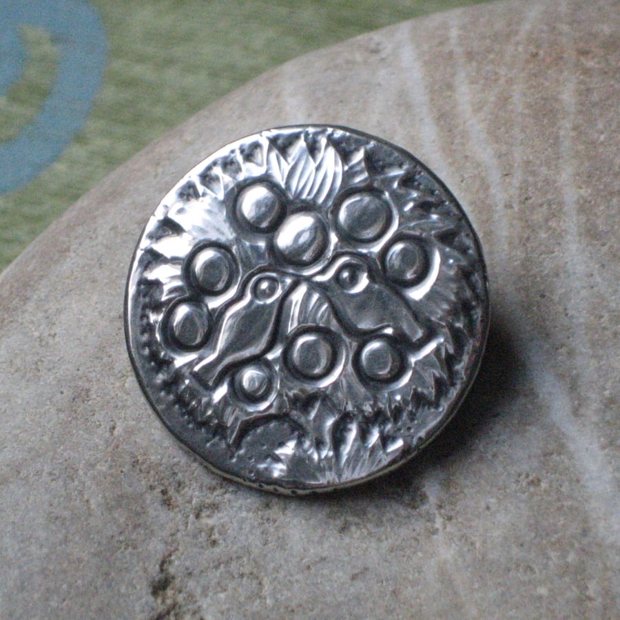 Birds in Tree Silver Pewter Brooch