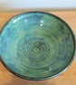 Large green, turquoise bowl handmade pottery - Image 2