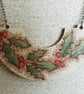 Pyrography wooden holly pendant - Image 1