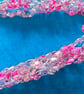 Crocheted necklace in shales of pink with a touch of silver, lightweight - Image 3