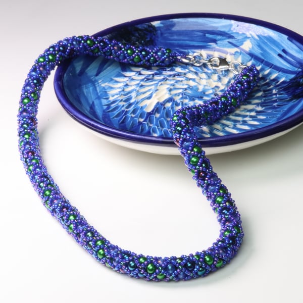 Blue and Green Netted Necklace