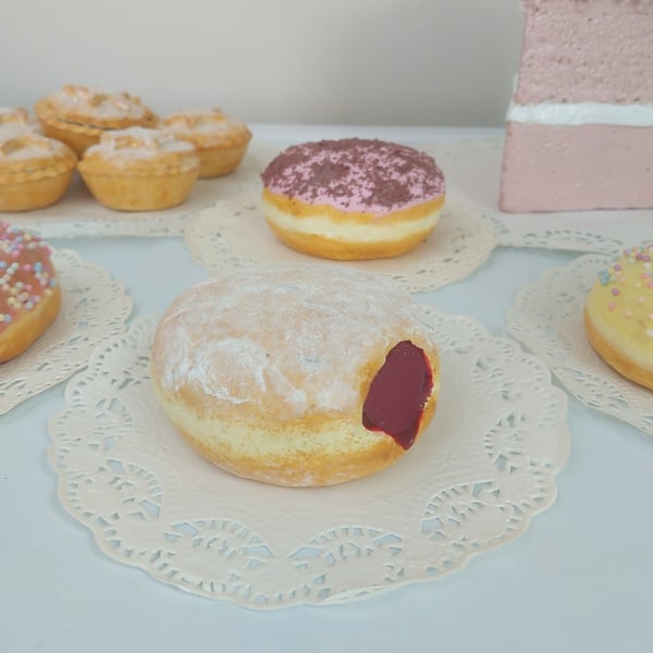 Fake Jam Doughnut Home Decor, Party Prop, Shop Prop, T.V. Film Prop, Theatre Pro