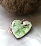 pendant - heart: scrolled brown and green on white - Image 3