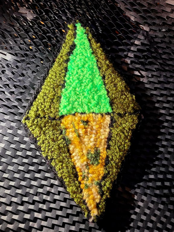 The Sims Inspired Green Energy Punch Needle Plumbob Mug Rug Coaster