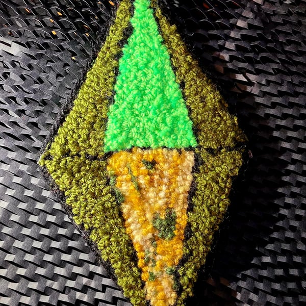 The Sims Inspired Green Energy Punch Needle Plumbob Mug Rug Coaster