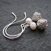 Freshwater Pearl and Silver Wire Wrapped Earrings