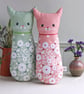 Green Cat Cushion - Colourful Fabric Cat - Decorative Animal Cushion - Cat Gift - Image 4