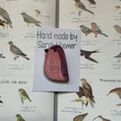 Ceramic  pink and purple Bird Brooch