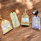 Set of 4 Handmade Positivity Tags for Journals, Scrapbooks or Thoughtful Message