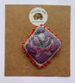 Handmade and hand painted fabric pin brooch with Lotus design  - Image 1