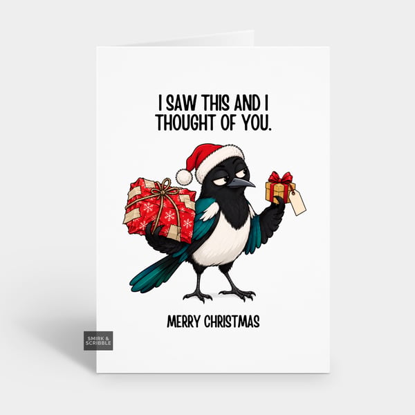 Funny Christmas Card For Him Or Her - Bird With Gifts
