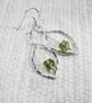Earrings, Sterling Silver Leaf and Peridot Droppers - Image 3