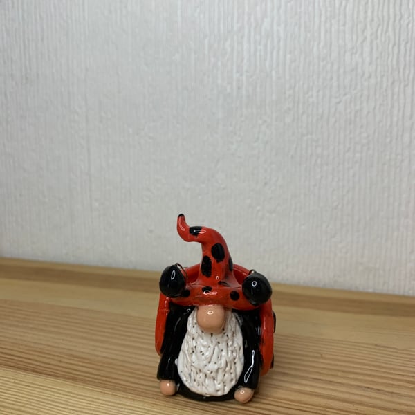 Ceramic gonk Ladybird clay gnome miniature tiny ladybird gift Gnome 