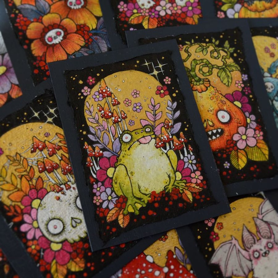 haunted toad - original aceo illustration