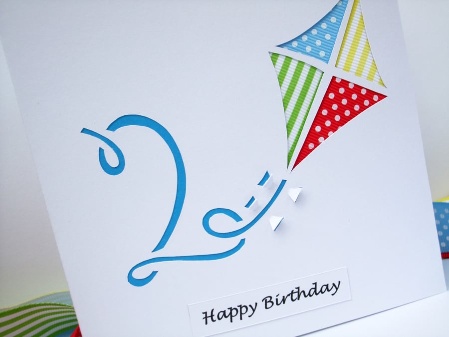 Birthday Card - Paper Cut Kite Birthday Card with Child's Age - Personalised