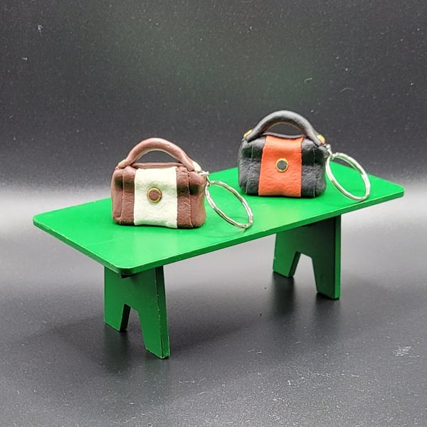 Polymer clay handbag keyring 112 scale miniature novelty gift