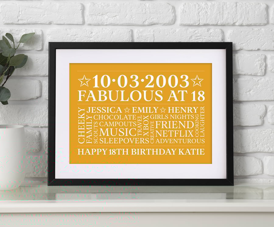 Personalised 18th Birthday Word Art - BD187