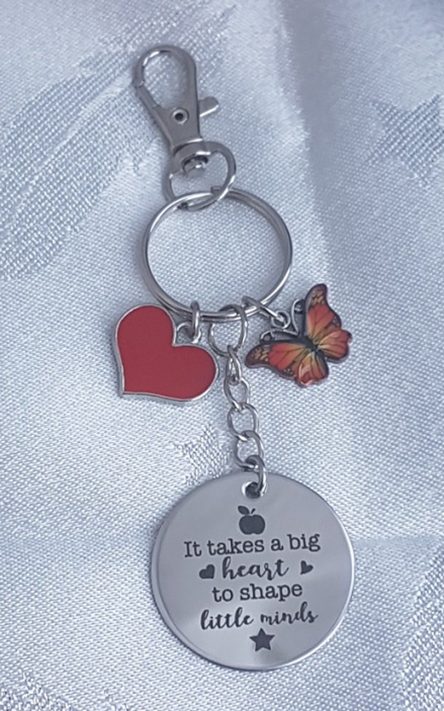 Gorgeous Big Heart Little Minds Keyring - Key Chain Bag Charm.