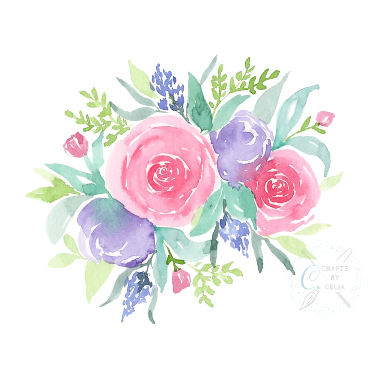 Loose Watercolour Flower Art Print, available in A4 and A5