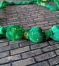Green and Gold Silk Sari Fabric Bead Necklace - Image 4