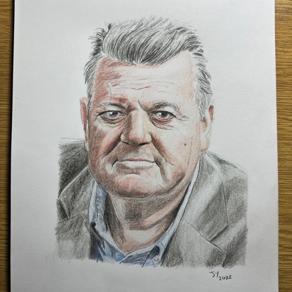 Original artwork portrait of Robbie Coltrane 