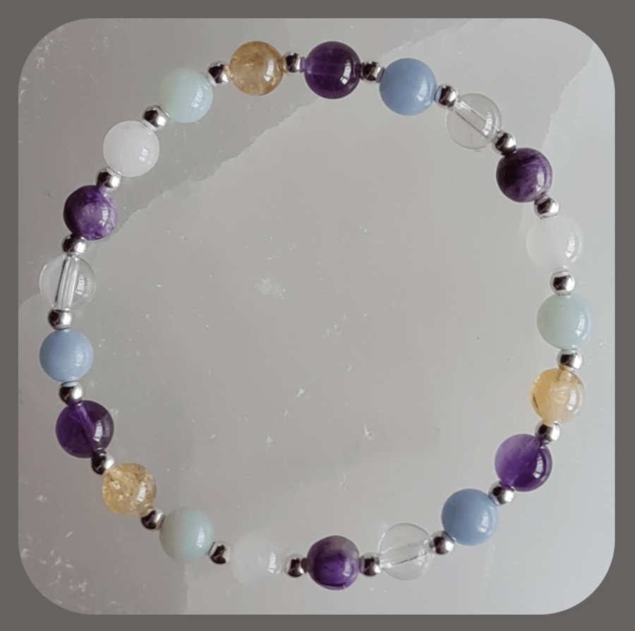 One day at a time Healing Crystal for sleep and sterling silver bracelet