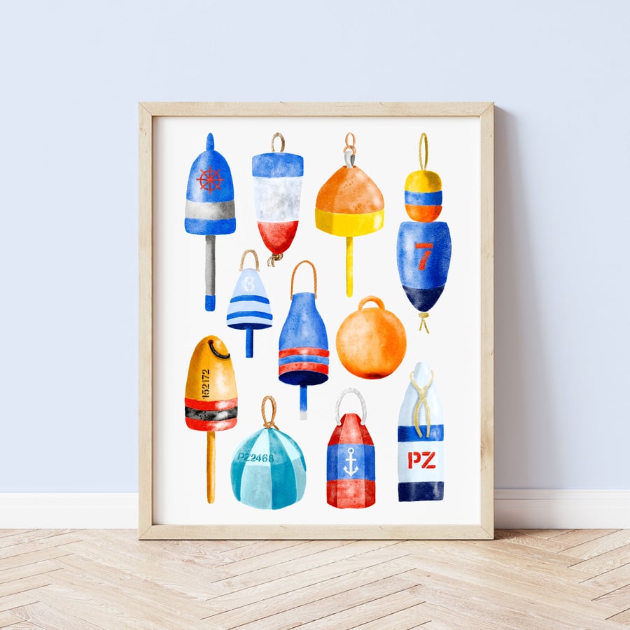 Lobster Buoys A4 Art Print