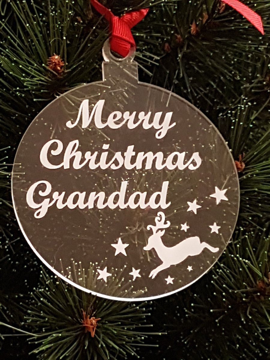 Acrylic Christmas Xmas Bauble Merry Christmas Grandad - Clear
