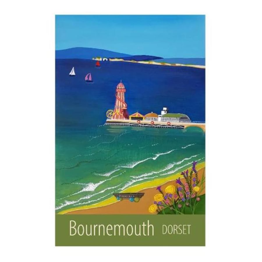 Bournemouth Dorset travel poster print by Susie West
