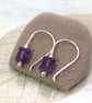 Silver and Amethyst Hook Earrings