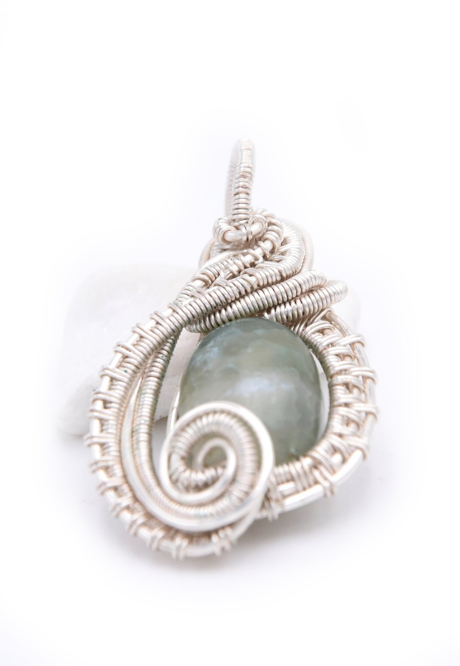 Silve plated jade pendant